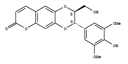反式-2,3-二氢-3-(4-羟基-3,5-二甲氧基苯基)-2-(羟基甲基)-7H-吡喃并[2,3-G]-1,4-苯并二氧六环-7-酮结构式_121700-26-3结构式