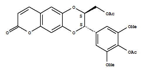 反式-3-[4-(乙酰基氧基)-3,5-二甲氧基苯基]-2-[(乙酰基氧基)甲基]-2,3-二氢-7H-吡喃并[2,3-G]-1,4-苯并二氧杂环己-7-酮结构式_121700-27-4结构式
