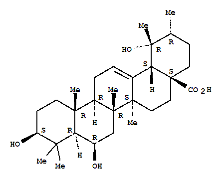(3BETA,6BETA)-3,6,19-三羟基乌苏-12-烯-28-酸结构式_123135-05-7结构式