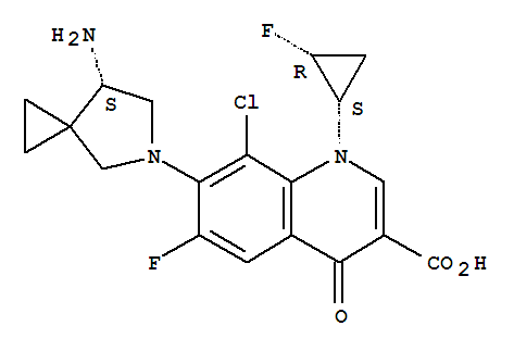 7-[(7S)-7-氨基-5-氮杂螺[2.4]-5-庚基]-8-氯-6-氟-1-[(1s,2r)-2-氟环丙基]-1,4-二氢-4-氧代-3-喹啉羧酸结构式_127254-11-9结构式