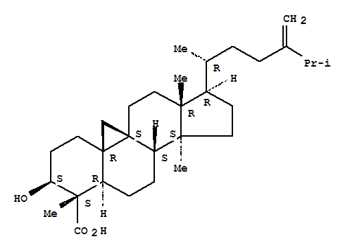 (3BETA,4ALPHA)-3-羟基-24-亚甲基-9,19-环羊毛甾烷-28-酸结构式_149252-87-9结构式