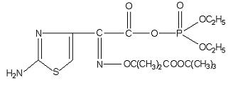 O,O-二乙基磷-(Z)-2-(2-氨基噻唑-4-基)-2-(1-tert-丁氧基羰基-1-甲基)乙氧基亚氨基乙酸酯结构式_179258-52-7结构式