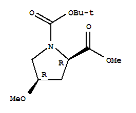 (2R,4R)-4-甲氧基-1,2-吡咯烷二羧酸-1-(1,1-二甲基乙基)-2-甲酯结构式_200184-86-7结构式