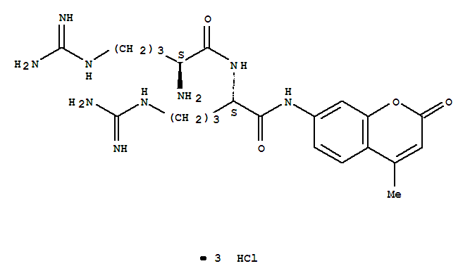 L-精氨酰-N-(4-甲基-2-氧代-2H-1-苯并吡喃-7-基)-L-精氨酰胺三盐酸盐结构式_201847-69-0结构式