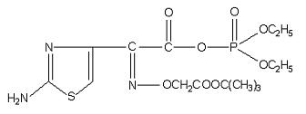O,O-二乙基磷-(Z)-2-(2-氨基噻唑-4-基)-2-(T-丁氧基羰基甲氧基亚氨基)乙酸酯结构式_204185-34-2结构式