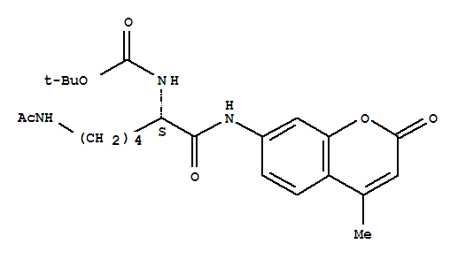 2-甲基-2-丙基{(2S)-6-乙酰氨基-1-[(4-甲基-2-氧代-2H-苯并吡喃-7-基)氨基]-1-氧代-2-己烷基}氨基甲酸酯结构式_233691-67-3结构式