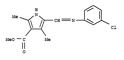 (9ci)-5-[[(3-氯苯基)亚氨基]甲基]-2,4-二甲基-1H-吡咯-3-羧酸甲酯结构式_304877-75-6结构式