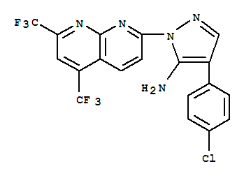 (9Ci)-1-[5,7-双(三氟甲基)-1,8-萘啶-2-基]-4-(4-氯苯基)-1H-吡唑-5-胺结构式_321522-22-9结构式