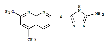 (9ci)-5-[[5,7-双(三氟甲基)-1,8-萘啶-2-基]硫代]-1H-1,2,4-噻唑-3-胺结构式_339026-17-4结构式