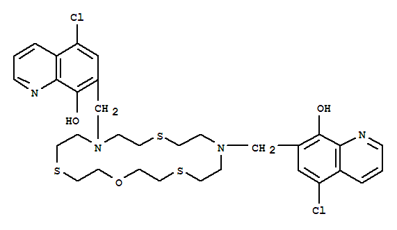 7,7-(1-噁-4,10,16-三硫杂-7,13-二氮杂环十八烷-7,13-二基)双[5-氯-8-羟基喹啉]结构式_343372-30-5结构式