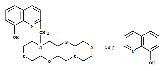 2,2-[1-噁-4,10,16-三硫杂-7,13-二氮杂环十八烷-7,13-二基双(亚甲基)]双-8-羟基喹啉结构式_343372-33-8结构式