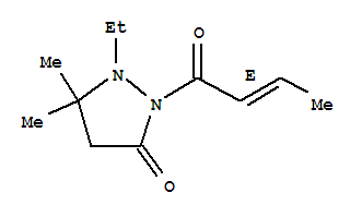 2-[(2E)-2-丁烯酰]-1-乙基-5,5-二甲基-3-吡唑烷酮结构式_365456-23-1结构式