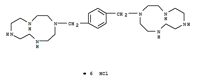 1,1-[1,4-亚苯基双-(亚甲基)]-双-(1,4,7,10-四氮杂环十二烷)八盐酸盐结构式_393864-02-3结构式