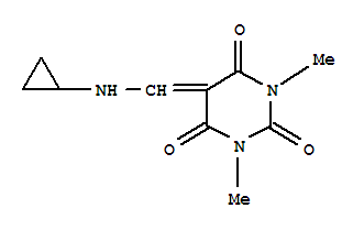 (9ci)-5-[(环丙基氨基)亚甲基]-1,3-二甲基-2,4,6(1H,3h,5h)-嘧啶三酮结构式_405893-61-0结构式