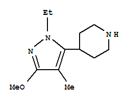 (9CI)-4-(1-乙基-3-甲氧基-4-甲基-1H-吡唑-5-基)-哌啶结构式_419571-72-5结构式