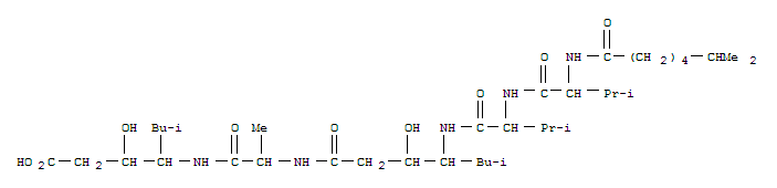 (3S,4s)-4-[[[(3s,4s)-4-[[n-(6-甲基-1-氧代庚基)-l-val-l-val-]氨基]-3-羟基-6-甲基庚酰基]-l-ala-]氨基]-3-羟基-6-甲基庚酸结构式_53226-74-7结构式