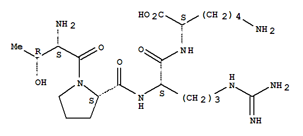 (2S)-6-氨基-2-[[(2s)-2-[[(2s)-1-[(2s,3r)-2-氨基-3-羟基-丁酰基]吡咯烷-2-羰基]氨基]-5-(二氨基亚甲基氨基)戊酰基]氨基]己酸结构式_56767-30-7结构式
