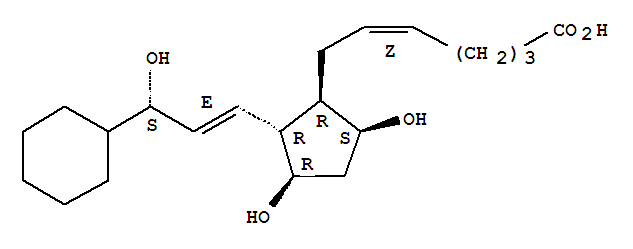 (5Z)-7-[(1R,2R,3R,5S)-2-[(1E,3S)-3-环己基-3-羟基-1-丙烯基]-3,5-二羟基环戊基]-5-庚烯酸结构式_58611-97-5结构式