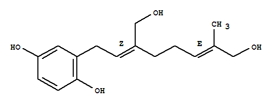 2-[(2Z,6E)-8-羟基-3-羟基甲基-7-甲基-2,6-辛二烯基]-1,4-苯二醇结构式_63025-43-4结构式