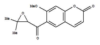 (-)-6-[(3,3-二甲基环氧乙烷)羰基]-7-甲氧基-2H-1-苯并吡喃-2-酮结构式_63975-56-4结构式