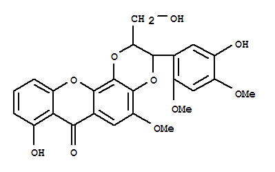 (2S)-2,3-二氢-8-羟基-3α-(5-羟基-2,4-二甲氧基苯基)-2β-(羟基甲基)-5-甲氧基-7h-1,4-二噁英并[2,3-c]氧杂蒽-7-酮结构式_64280-47-3结构式