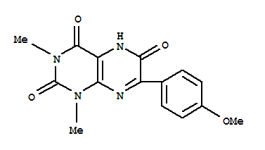  1,5-二氢-7-(4-甲氧基苯基)-1,3-二甲基-2,4,6(3H)-蝶啶三酮结构式_65158-52-3结构式