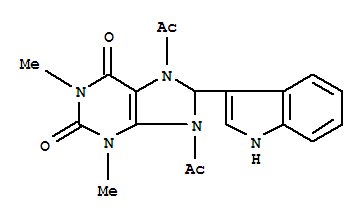 7,9-二乙酰基-3,7,8,9-四氢-8-(1H-吲哚-3-基)-1,3-二甲基-1H-嘌呤-2,6-二酮结构式_71253-43-5结构式
