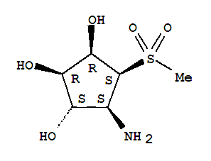 (9ci)-4-氨基-5-(甲基磺酰基)-1,2,3-环戊烷三醇结构式_737733-18-5结构式