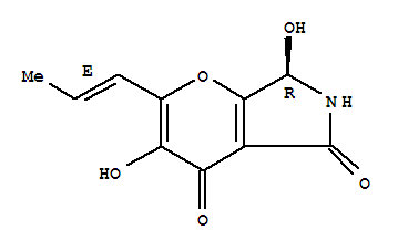 (2R)-2,6-二羟基-5-[(1E)-1-丙烯-1-基]-1,2-二氢吡喃并[3,2-b]吡咯-3,7-二酮结构式_773855-65-5结构式