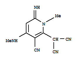 (9ci)-[3-氰基-1,6-二氢-6-亚氨基-1-甲基-4-(甲基氨基)-2-吡啶]-丙二腈结构式_791723-68-7结构式