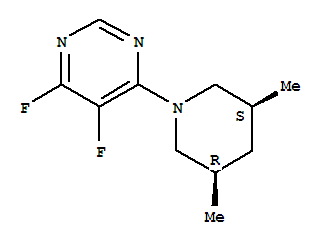 rel-(9CI)-4-[(3R,5S)-3,5-二甲基-1-哌啶基]-5,6-二氟嘧啶结构式_792915-24-3结构式