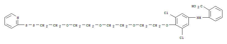 2-[[3,5-二氯-4-[2-[2-[2-[2-(2-吡啶二硫代)乙氧基]乙氧基]乙氧基]乙氧基]苯基]氨基]-苯甲酸结构式_851962-13-5结构式