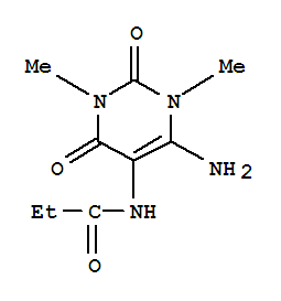 (5CI)-N-(6-氨基-1,2,3,4-四氢-1,3-二甲基-2,4-二氧代-5-嘧啶)-丙酰胺结构式_856984-03-7结构式