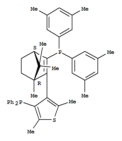 (1R,4S)-3-[双(3,5-二甲苯基)膦]-2-(4-二苯基膦-2,5-二甲基-3-噻吩基)-1,7,7-三甲基二环[2.2.1]庚-2-烯结构式_868851-48-3结构式
