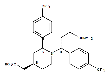 (2S,4R)-rel-1-[(1R)-4-甲基-1-[4-(三氟甲基)苯基]戊基]-2-[4-(三氟甲基)苯基]-4-哌啶乙酸结构式_884599-65-9结构式
