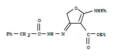 (9ci)-4,5-二氢-4-[(苯基乙酰基)亚肼基]-2-(苯基氨基)-3-呋喃羧酸乙酯结构式_907556-79-0结构式