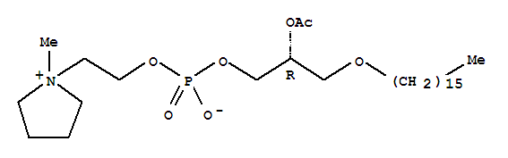(2R)-2-乙酰氧基-3-(十六烷氧基)丙基 2-(1-甲基-1-吡咯烷鎓基)乙基磷酸酯结构式_91021-63-5结构式