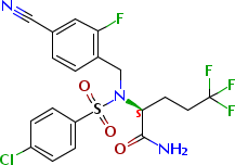 (R)-2-(4-chloro-n-(4-cyano-2-fluorobenzyl) phenylsulfonamido)-5,5,5-trifluoropentanamide Structure,1146699-69-5Structure
