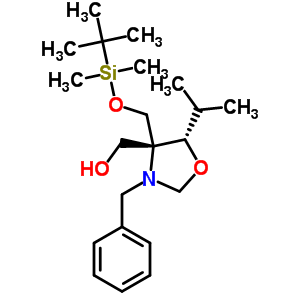(4R,5S)-N-苄基-4-(t-丁基二甲基硅烷基氧基甲基)-4-羟基甲基-5-异丙基恶唑烷结构式_145452-01-3结构式