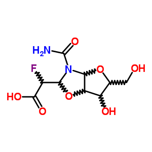 (8ci)-3-氨基甲酰-a-氟六氢-6-羟基-5-(羟基甲基)-呋喃并[2,3-d]噁唑-2-乙酸结构式_14698-18-1结构式