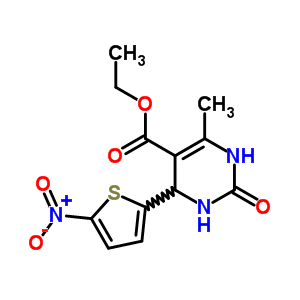 1,2,3,4-四氢-6-甲基-4-(5-硝基-2-噻吩)-2-氧代-5-嘧啶羧酸乙酯结构式_14903-93-6结构式