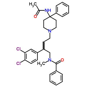 N-4-(4-乙酰氨基-4-苯基-1-哌啶)-2-(3,4-二氯苯基)丁基-N-甲基-苯甲酰胺结构式_159125-41-4结构式