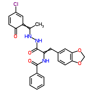 3-(1,3-苯并二氧杂环戊烯-5-基)-2-(苯甲酰基氨基)-2-丙酸 2-[1-(5-氯-2-羟基苯基)亚乙基]肼结构式_17178-86-8结构式