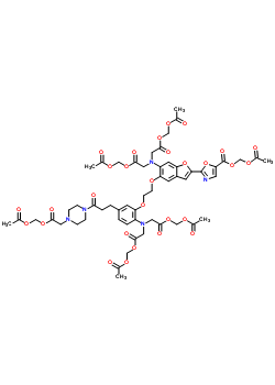 Acetoxymethyl 2-(5-{2-[5-(3-{4-[2-(acetoxymethoxy)-2-oxoethyl]-1-piperazinyl}-3-oxopropyl)-2-{bis[2-(acetoxymethoxy)-2-oxoethyl]amino}phenoxy]ethoxy}-6-{bis[2-(acetoxymethoxy)-2-oxoethyl]amino}-1-benz Structure,172890-84-5Structure
