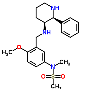 rel-N-[4-甲氧基-3-[[[(2R,3R)-2-苯基-3-哌啶基]氨基]甲基]苯基]-N-甲基-甲磺酰胺结构式_182822-62-4结构式