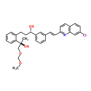 2-[3-(S)-[3-(2-(7-氯-2-喹啉基)乙烯基)苯基]-3-羟基丙基]苯基-2-(1’-羟基-2’-甲氧基甲基)丙醇结构式_184764-20-3结构式