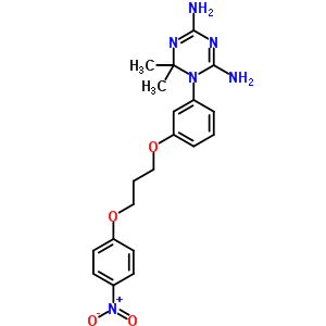6,6-二甲基-1-[3-[3-(4-硝基苯氧基)丙氧基]苯基]-1,3,5-三嗪-2,4-二胺结构式_19157-95-0结构式