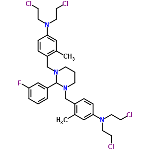 (9CI)-4,4-[[2-(3-氟苯基)二氢-1,3(2H,4H)-嘧啶二基]双(亚甲基)]双[N,N-双(2-氯乙基)-3-甲基苯胺结构式_19320-32-2结构式
