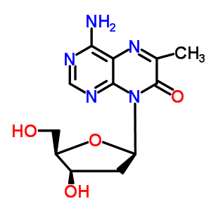 4-氨基-6-甲基-8-(2-脱氧-beta-D-呋喃核糖基)-7(8H)-蝶啶酮结构式_195442-55-8结构式