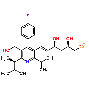 钠(6E)-7-[4-(4-氟苯基)-5-(羟基甲基)-6-(1-羟基-2-丙基)-2-异丙基-3-吡啶基]-3,5-二羟基-6-庚烯酸酯结构式_201793-00-2结构式